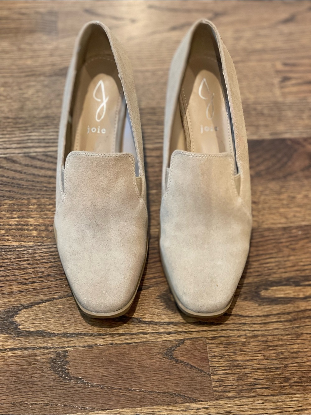 Joie Women's Suede Slip-On block heal Loafers in Light Beige